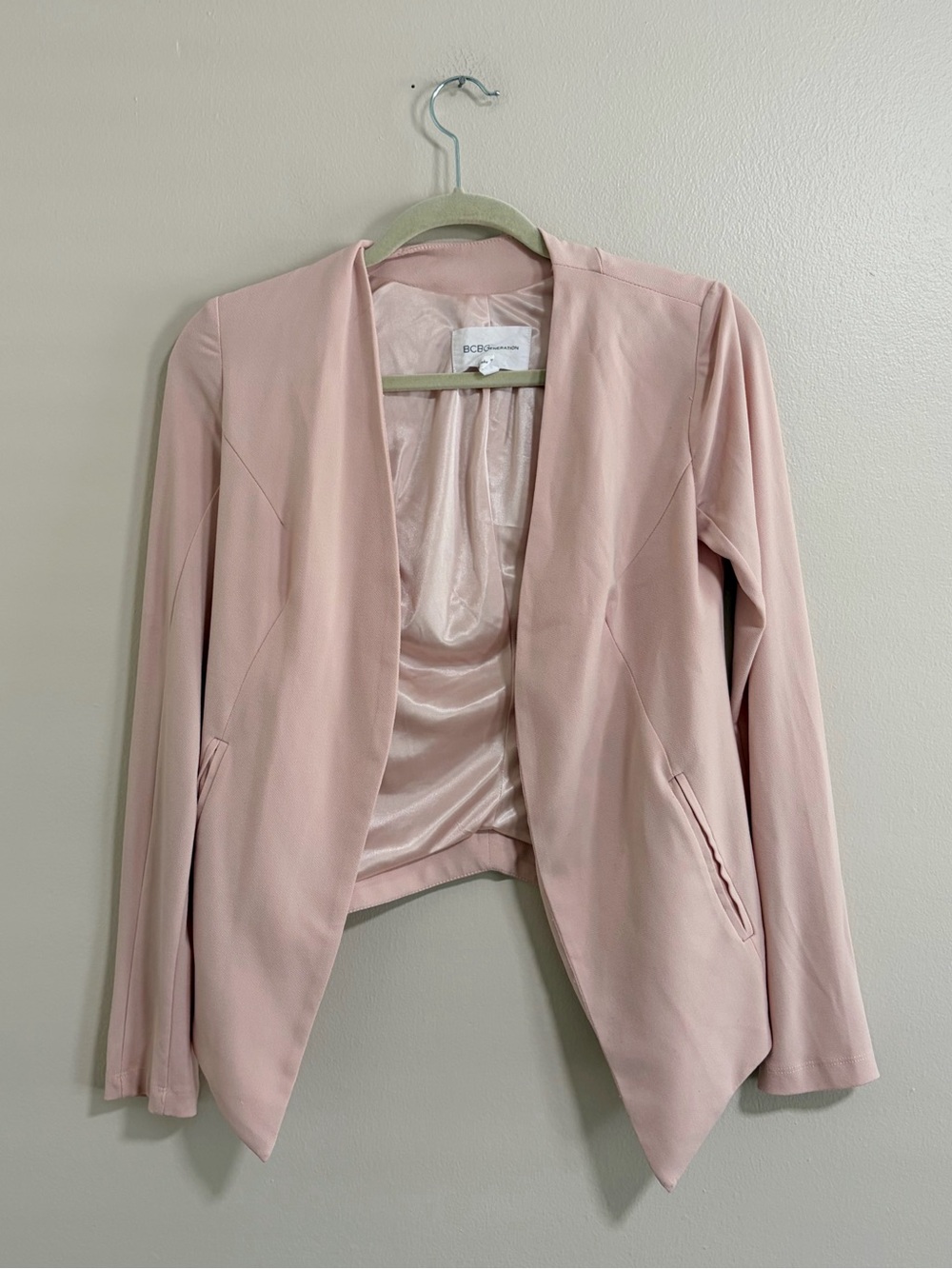 BCBGeneration Blush Pink Open-Front  Blazer Jacket Size XS